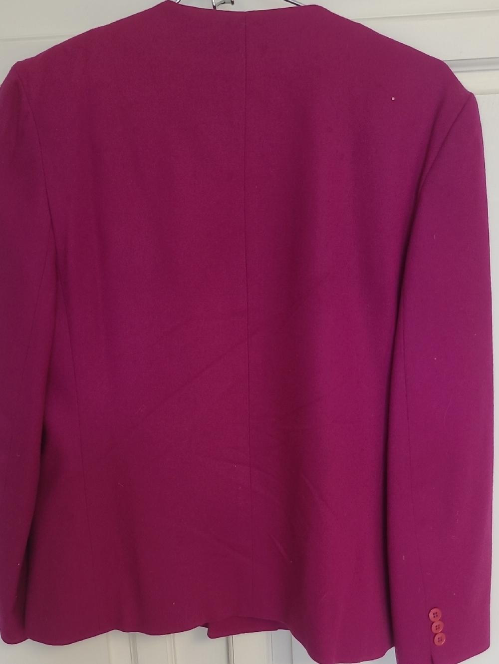 Vintage 100% Wool Women's Fuchsia Single-Button Blazer - Picture 6 of 8